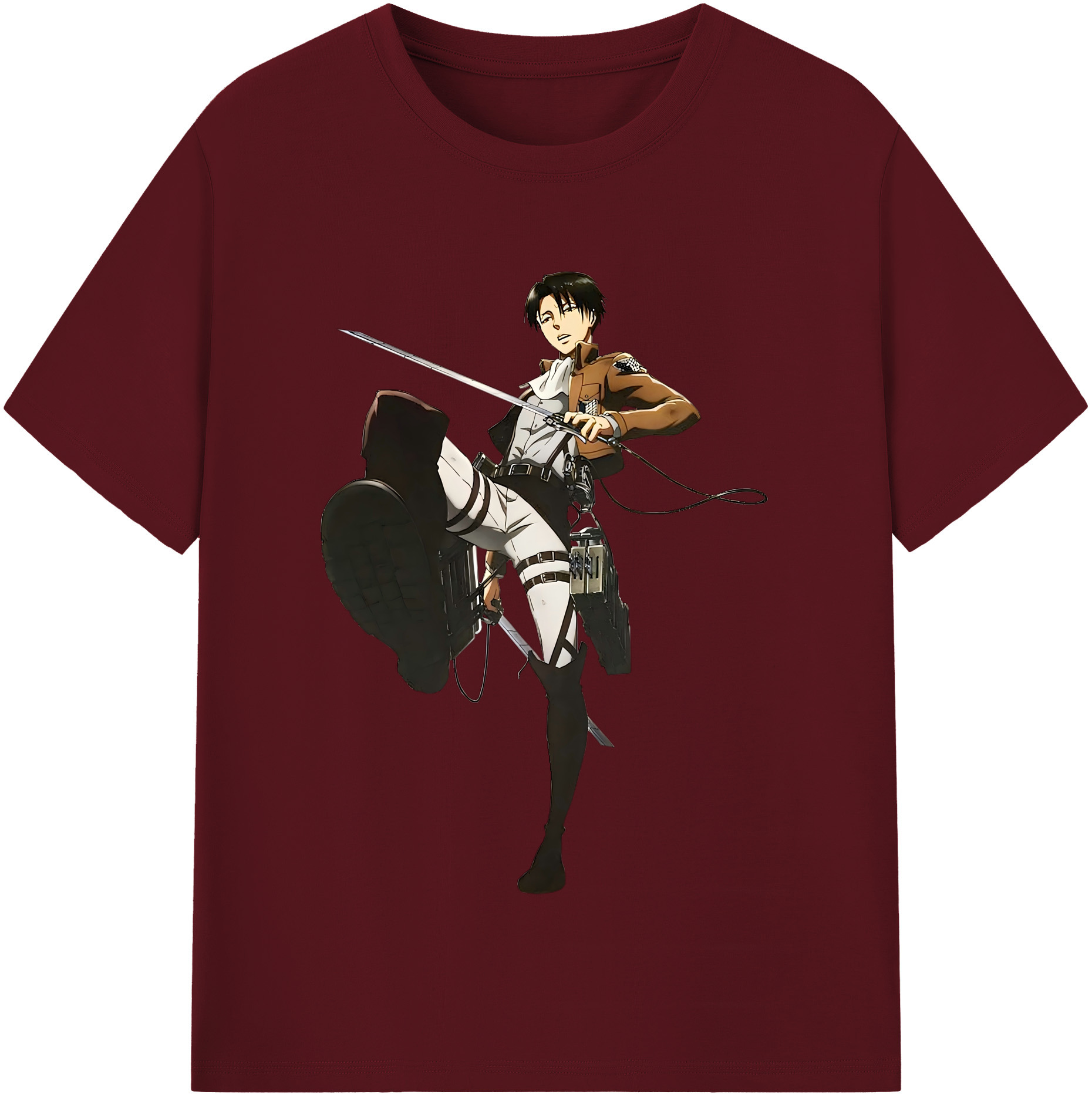 （画像用） 進撃の巨人 リヴァイ·アッカーマン Attack on Titan Levi Ackerman 綿100％半袖Tシャツ（フロントプリント）